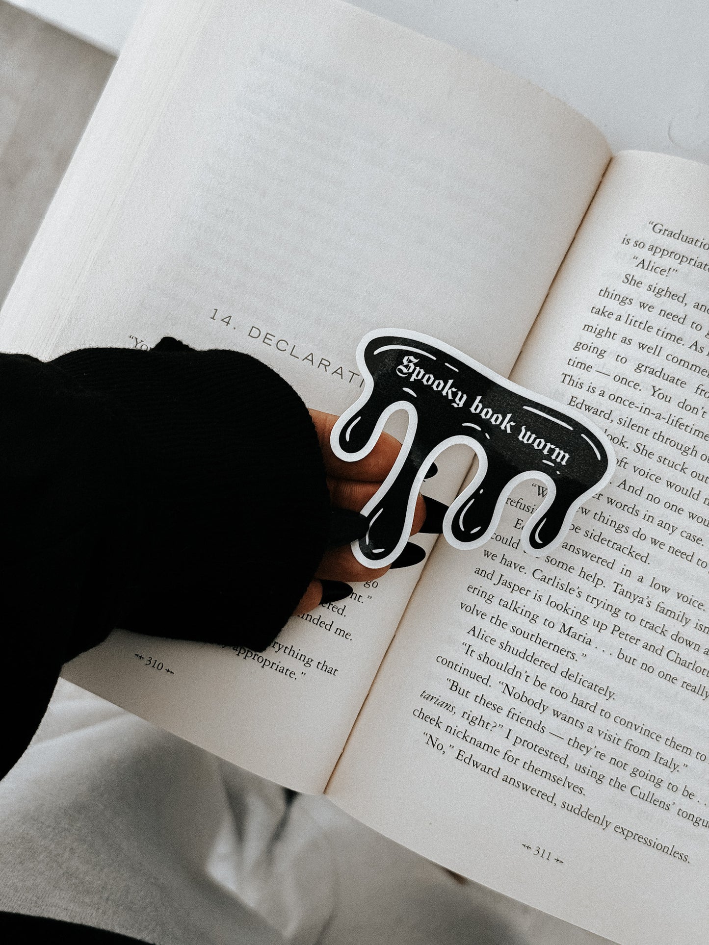 Spooky book worm sticker