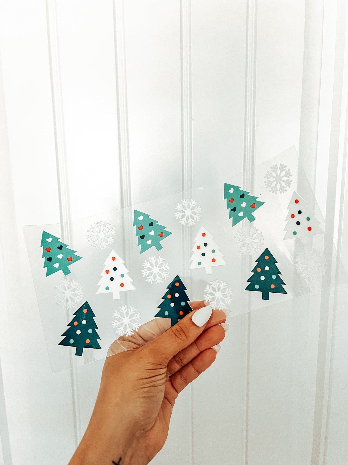 Green polka dot trees | UV DTF Cup wrap