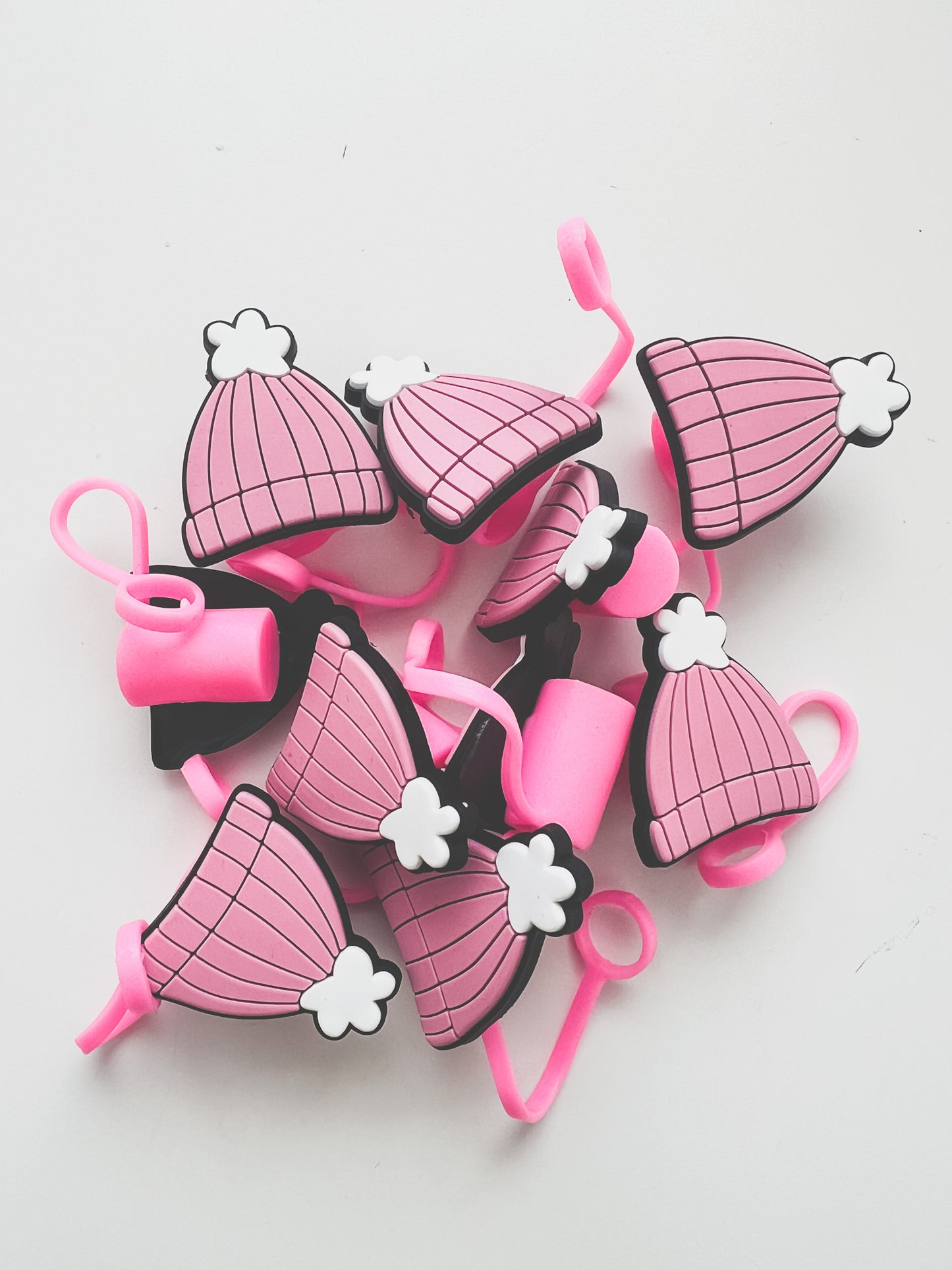 Pink winter hat | Straw topper