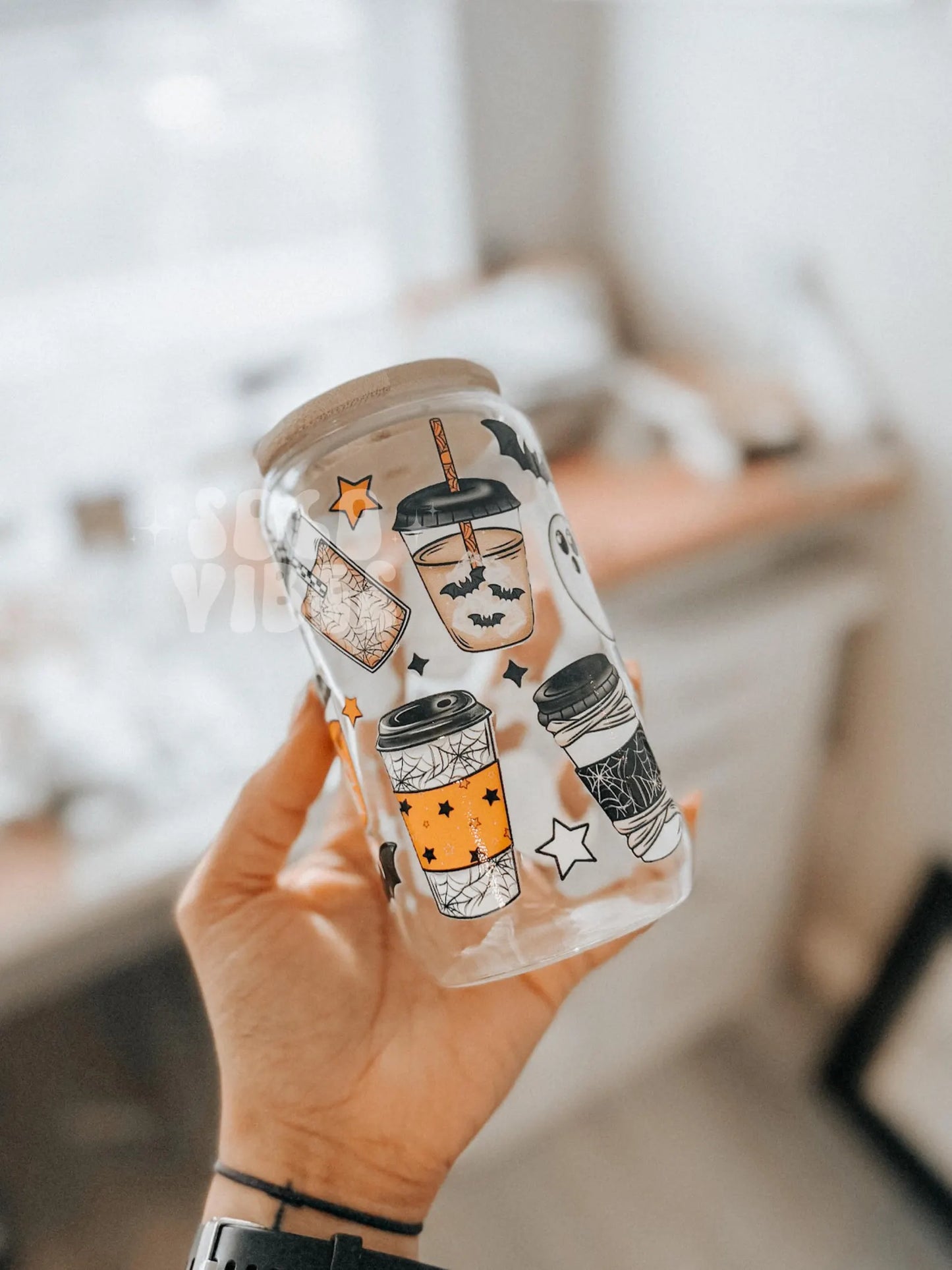 Spooky iced coffee | 16 oz glass cup
