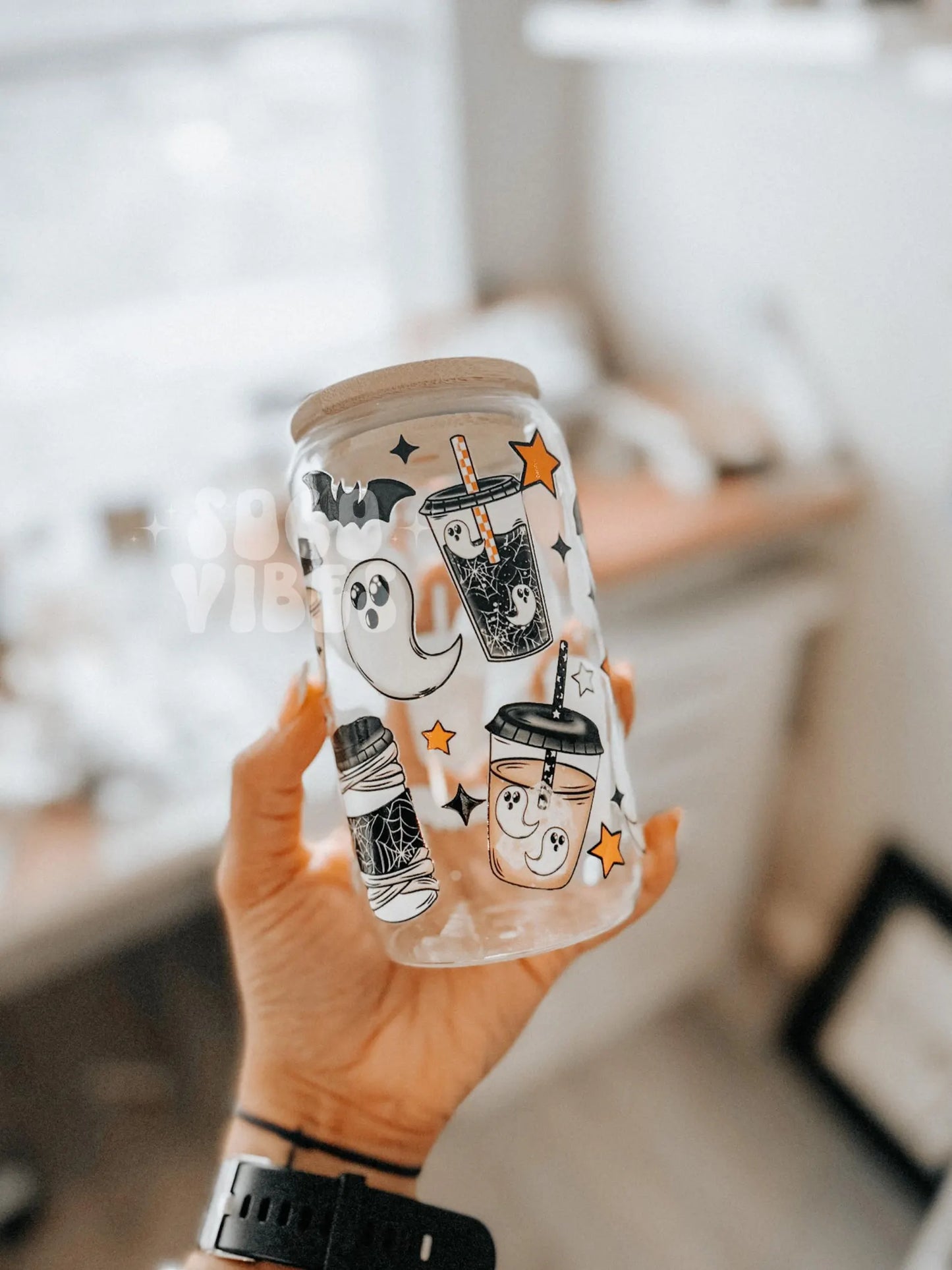 Spooky iced coffee | 16 oz glass cup