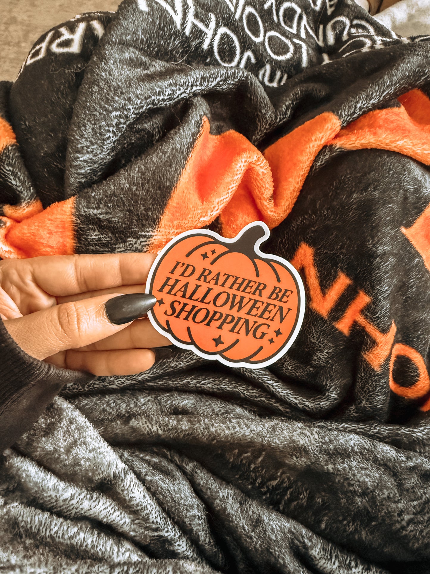 I'd rather be Halloween shopping pumpkin sticker