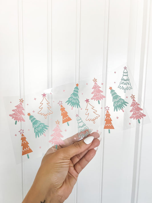 Boho Christmas trees | UV DTF Cup wrap