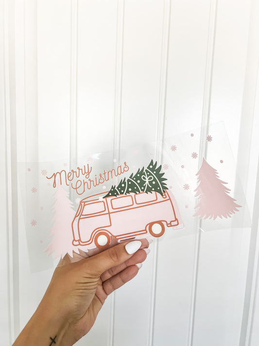 Pink Christmas van | UV DTF Cup wrap