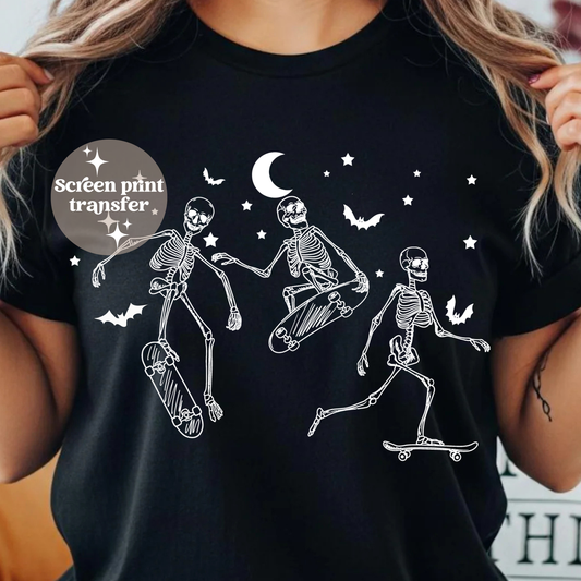 Skeletons skateboarding | Screen print